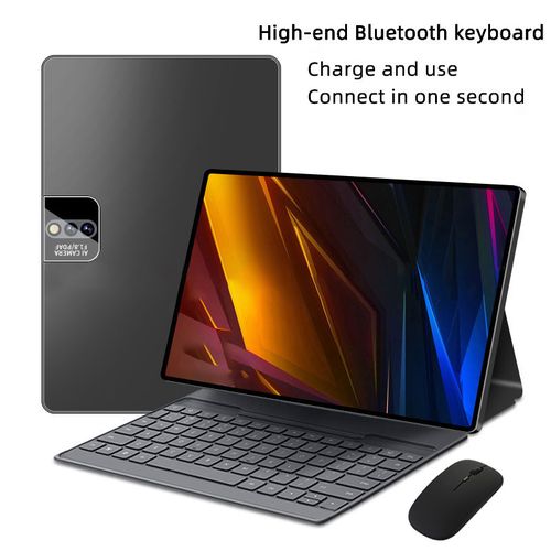 Adults Tablets Adults Tablets, 10.1 Inch Android 14 Sim 12GB+512GB Keyboard Mouse Tablet Case(Black)