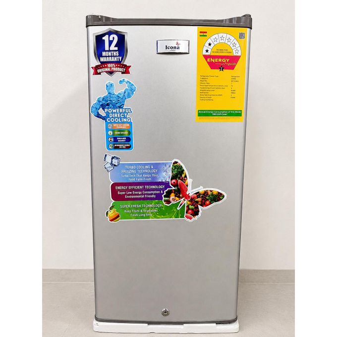 ICONA LONDON Icona London Single Door Table Top Refrigerator (ILRF-90HLS) 73 Litres - Silver