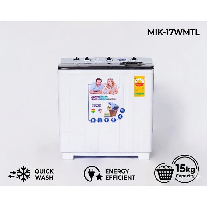 Mikachi Mikachi MIK-17WMTL Twin Tub Washing Machine 15kg Heavy Duty - White